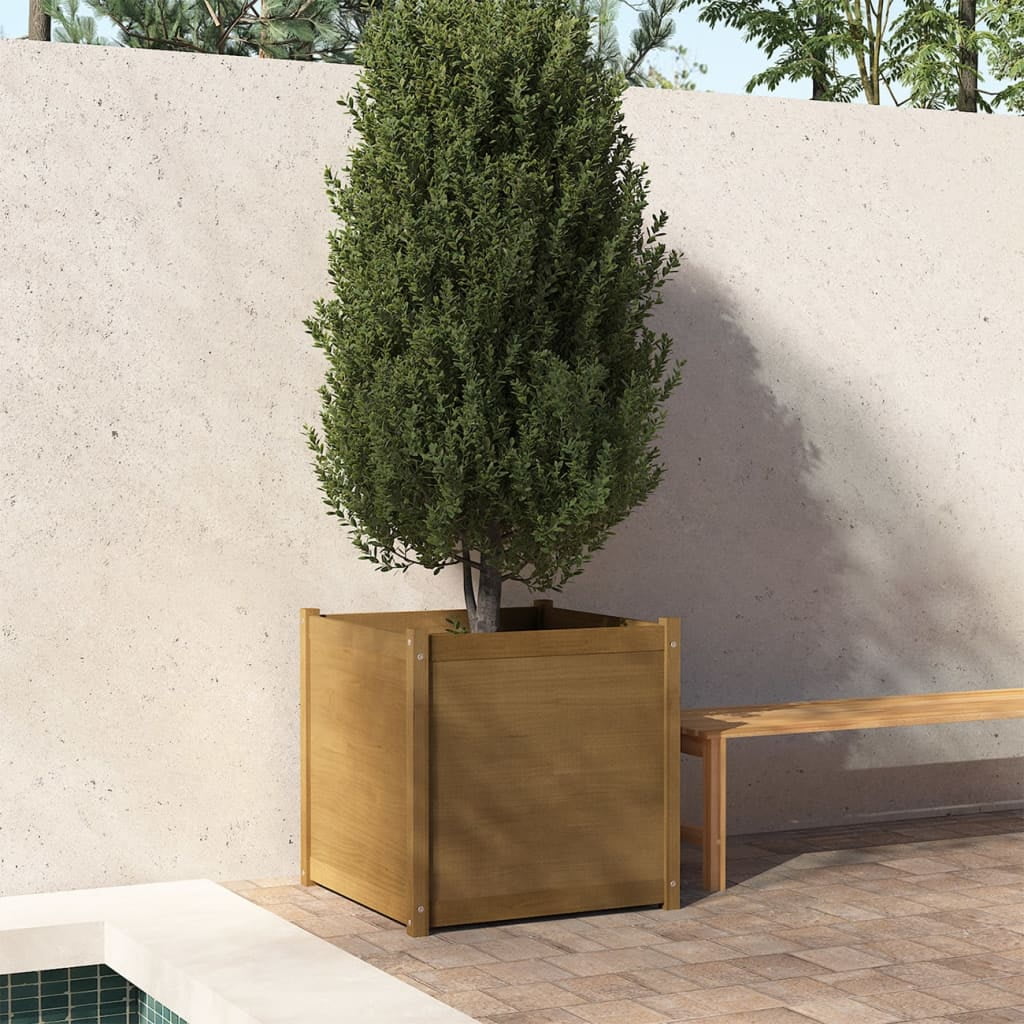 Planter Decorative Outdoor Patio Plant Pot Flower Box Solid Wood Pine