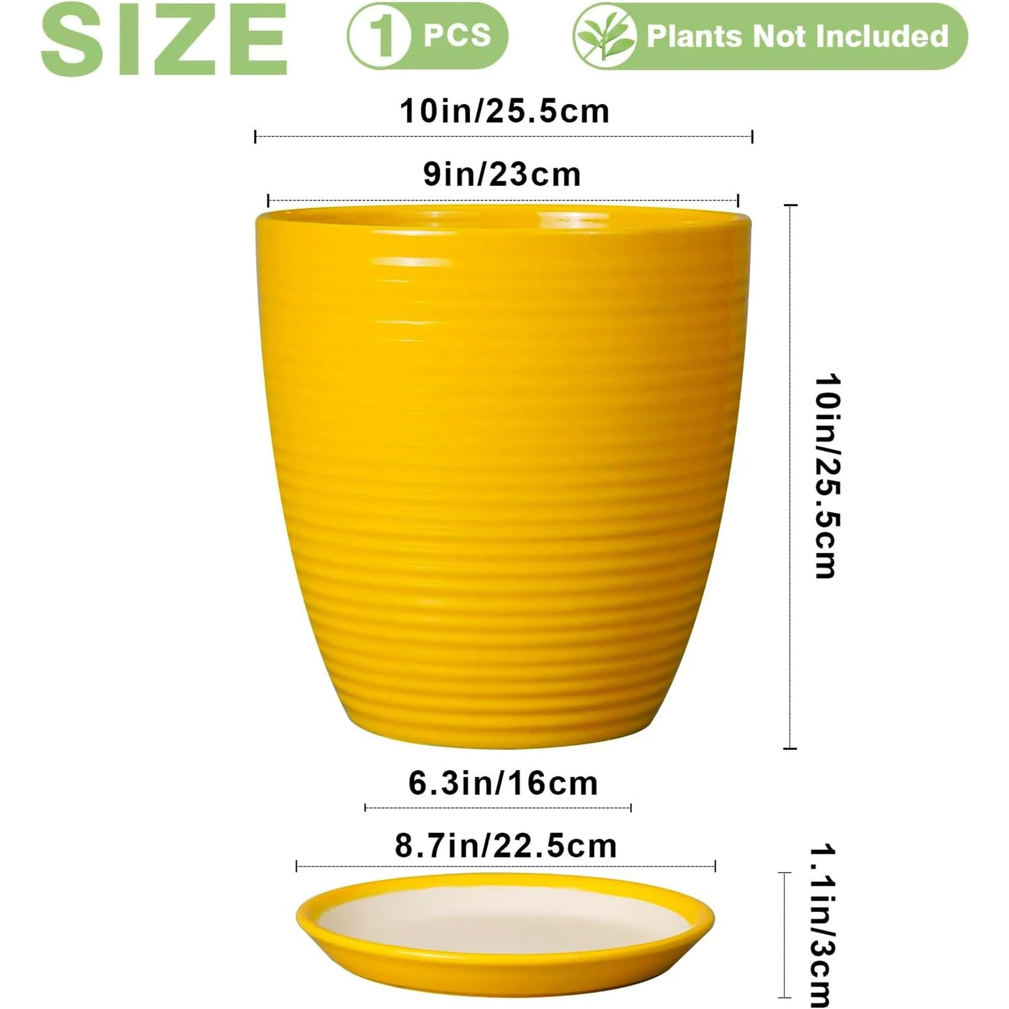 10 Inch Plant Pot - Ceramic Pot for Plants Outdoor Planter